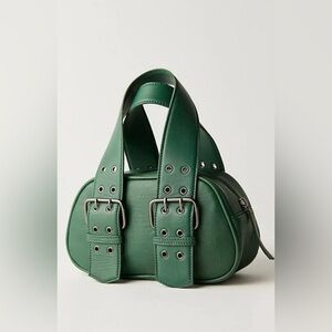 Free People Say Yes Small Bag Buckle Detail Leather Green NEW - SOLD OUT ONLINE